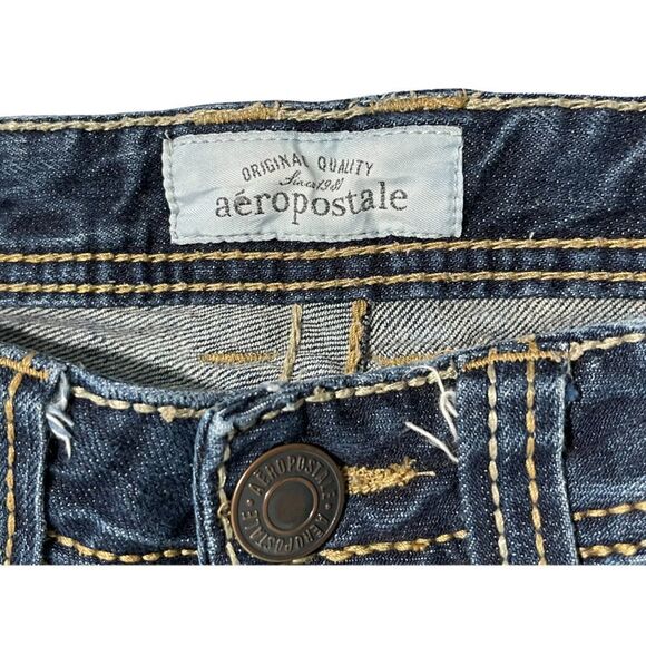Aeropostale DISTRESSED BERMUDA KNICKER‎ DENIM SHORTS MEDIUM BLUE SIZE 1/2 - Picture 3 of 5